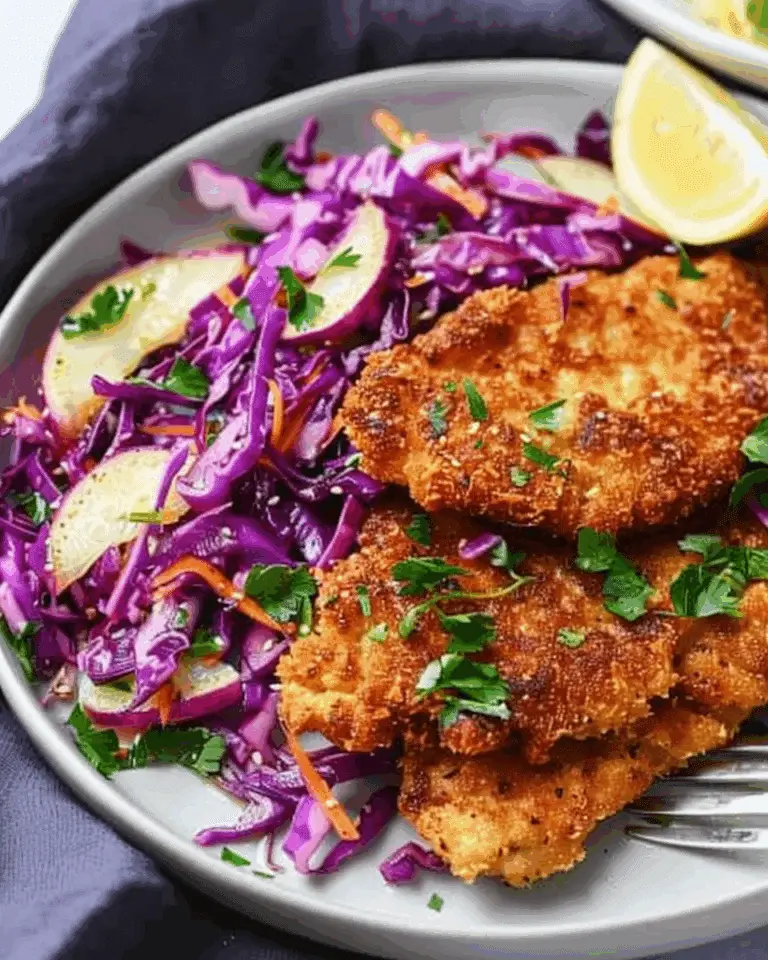 Air Fryer Schnitzel with Sweet and Sour Cabbage