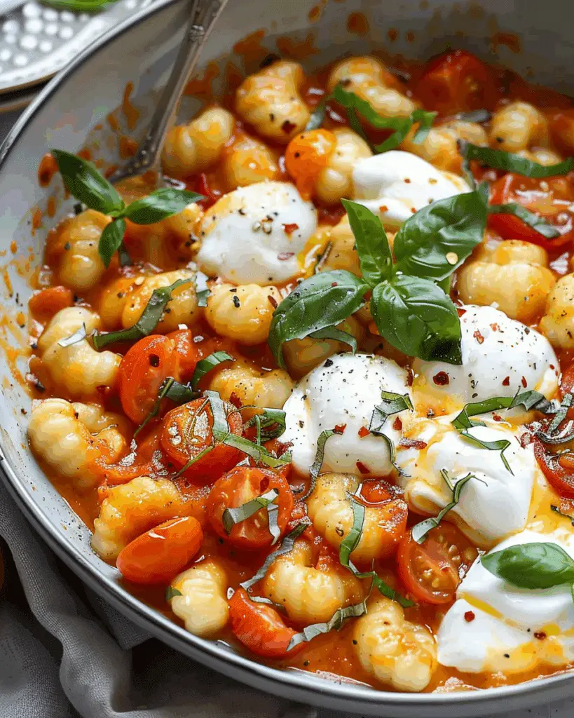 30 Minute Creamy Tomato Gnocchi with Burrata
