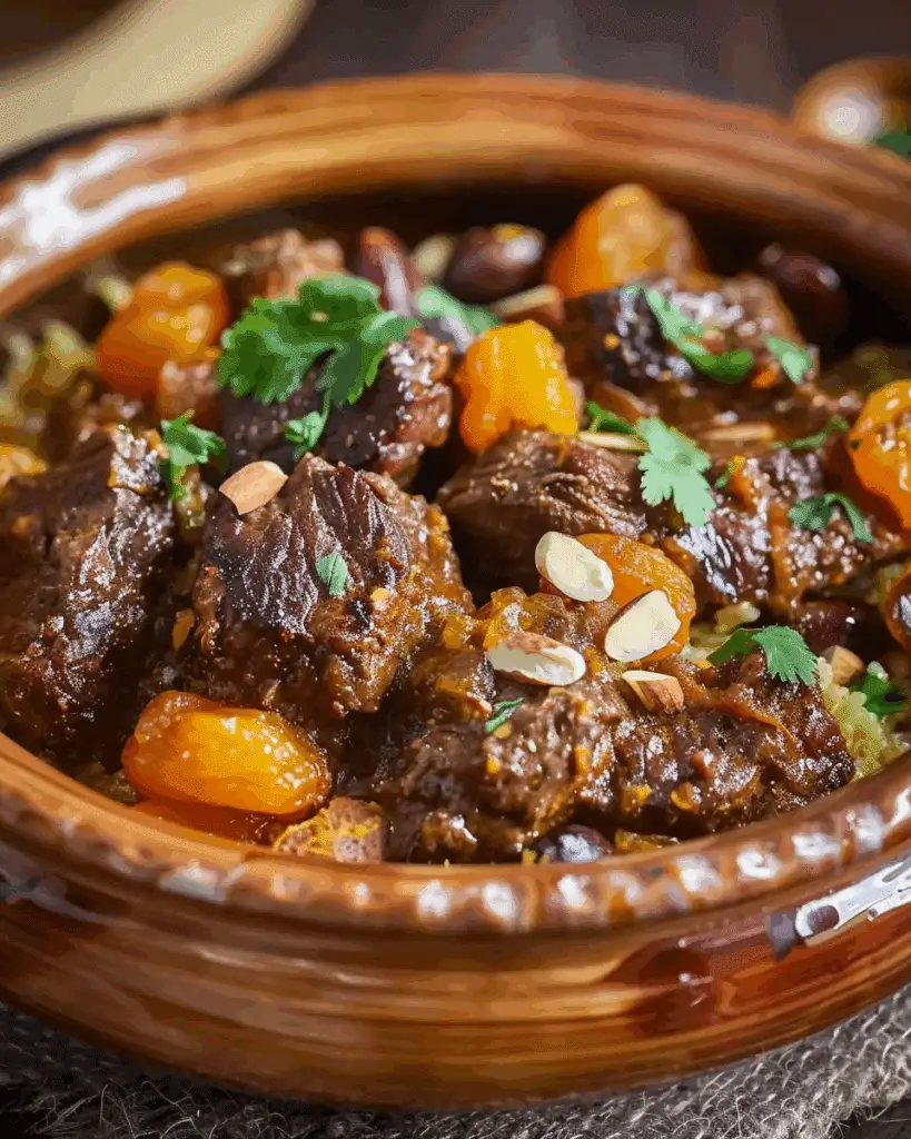 Moroccan Lamb Tagine with Apricots and Almonds
