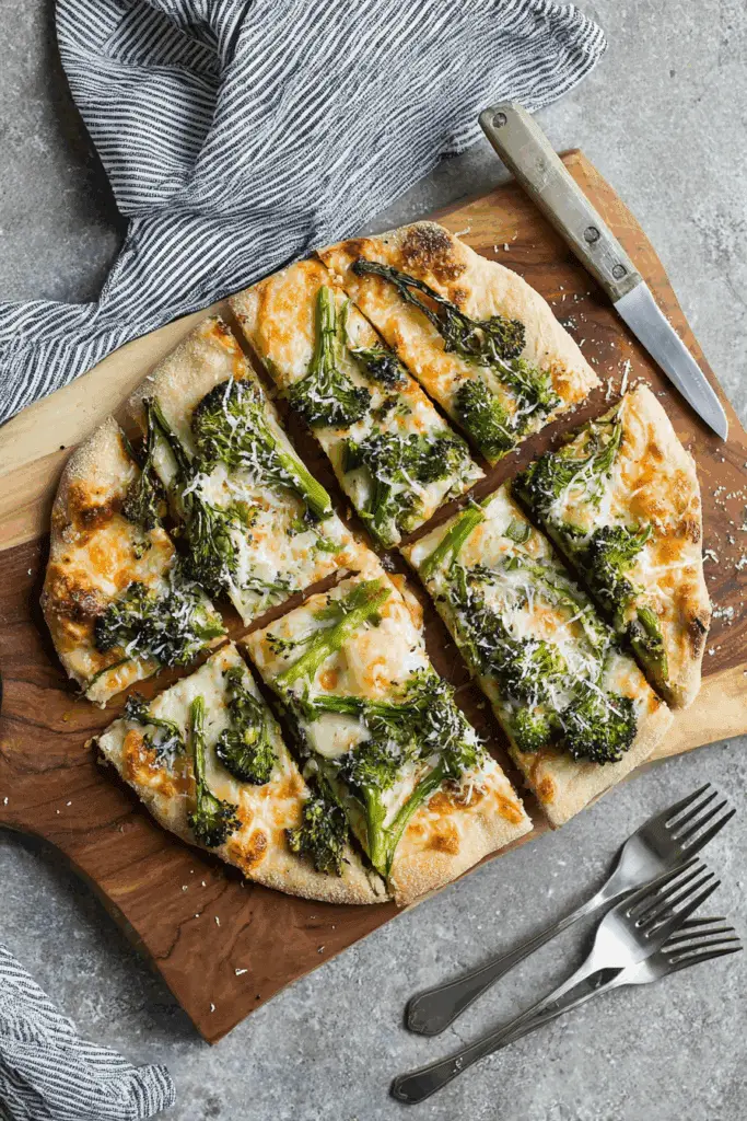 Easiest Ever Spicy 3 Cheese Roasted Broccolini Pizza Recipe