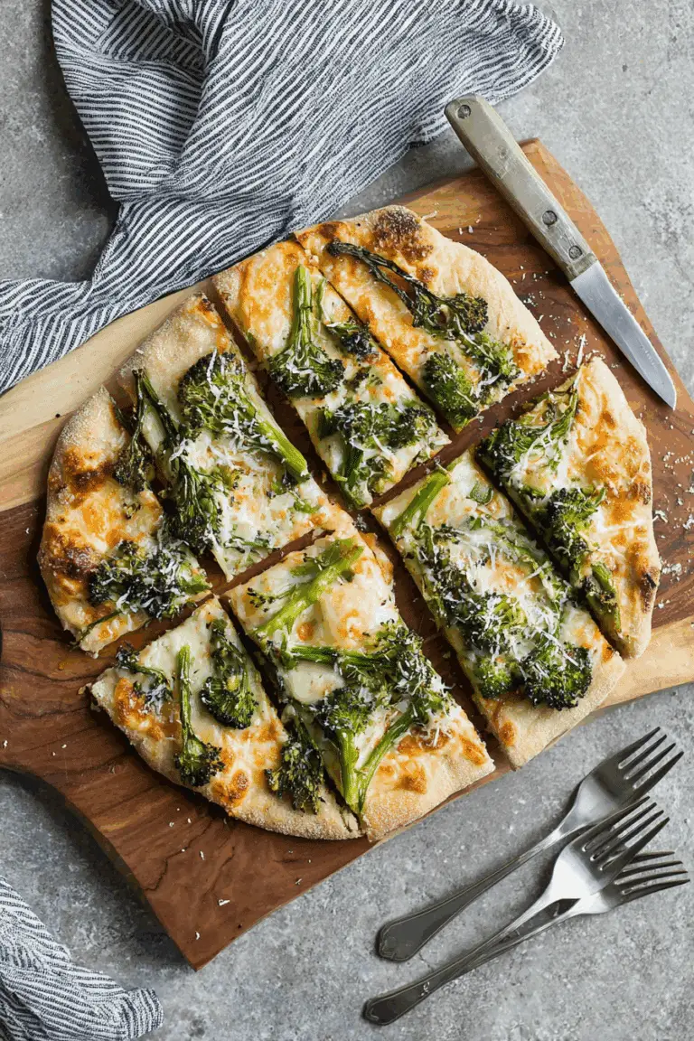 Easiest Ever Spicy 3 Cheese Roasted Broccolini Pizza Recipe