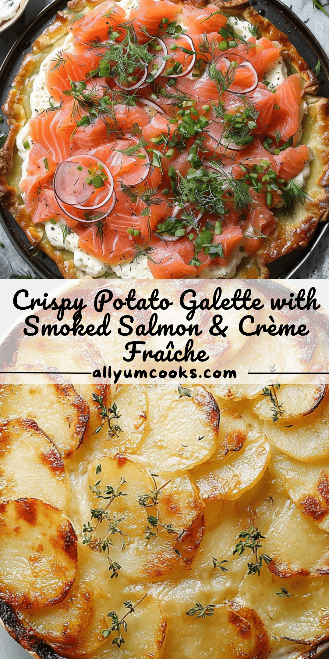 Crispy Potato Galette with Smoked Salmon & Crème Fraîche | All Yum Cooks