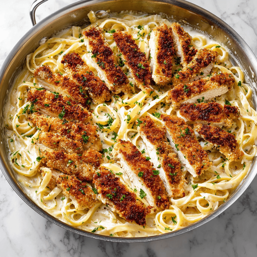 Parmesan Crusted Chicken with Alfredo