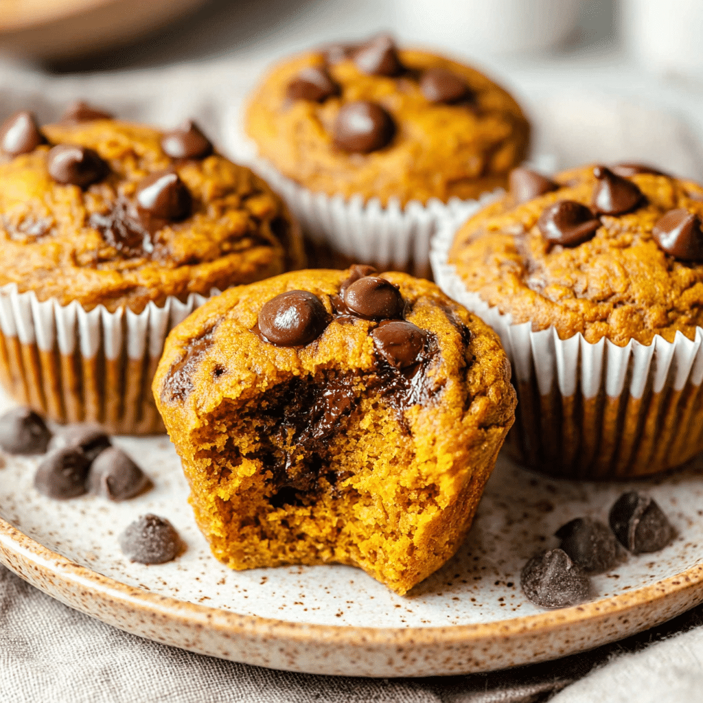 Pumpkin Banana Flax Chocolate Chip Muffins