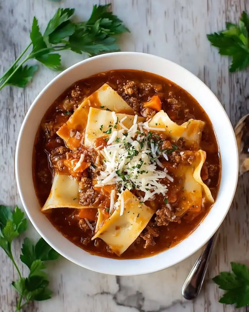 Easy Lasagna Soup No Ricotta