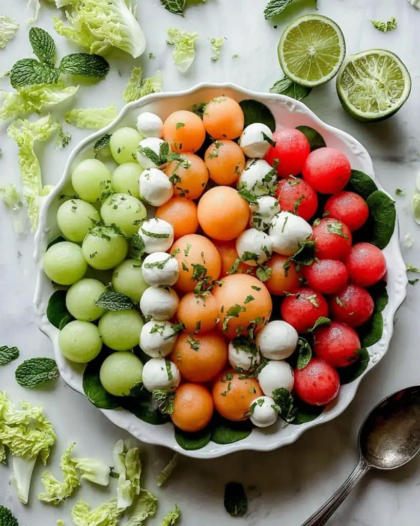 Agua Fresca Melon Salad with Hot Honey Lime Dressing