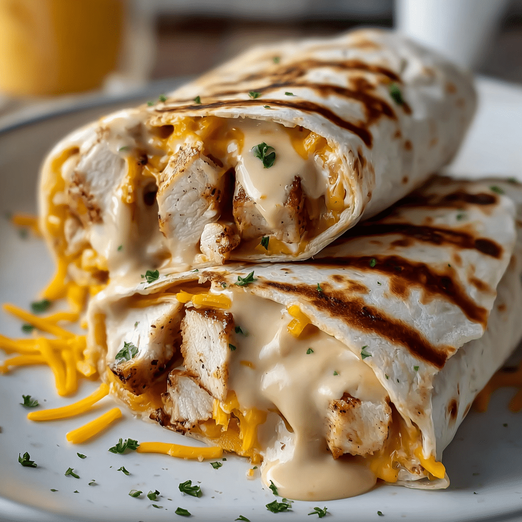 Easy Cheesy Garlic Chicken Wraps