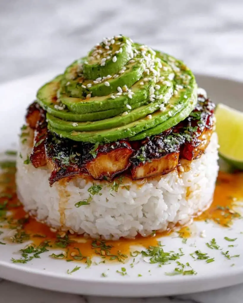 Honey Lime Chicken & Avocado Rice Stack