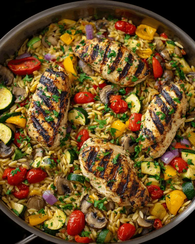 Easy Balsamic Chicken & Veggie Orzo