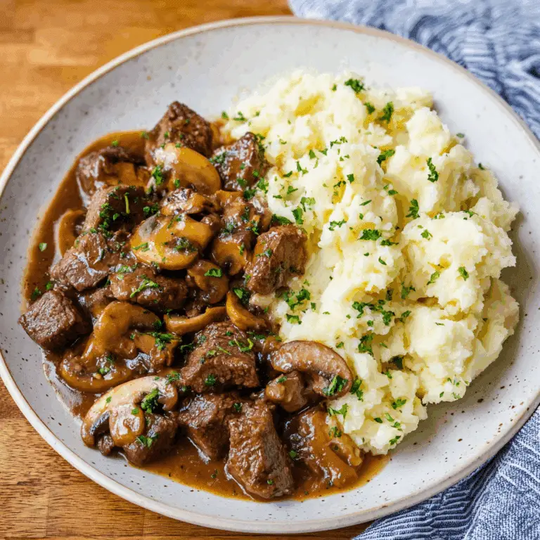 Beef Tenderloin Tips in Mushroom Gravy