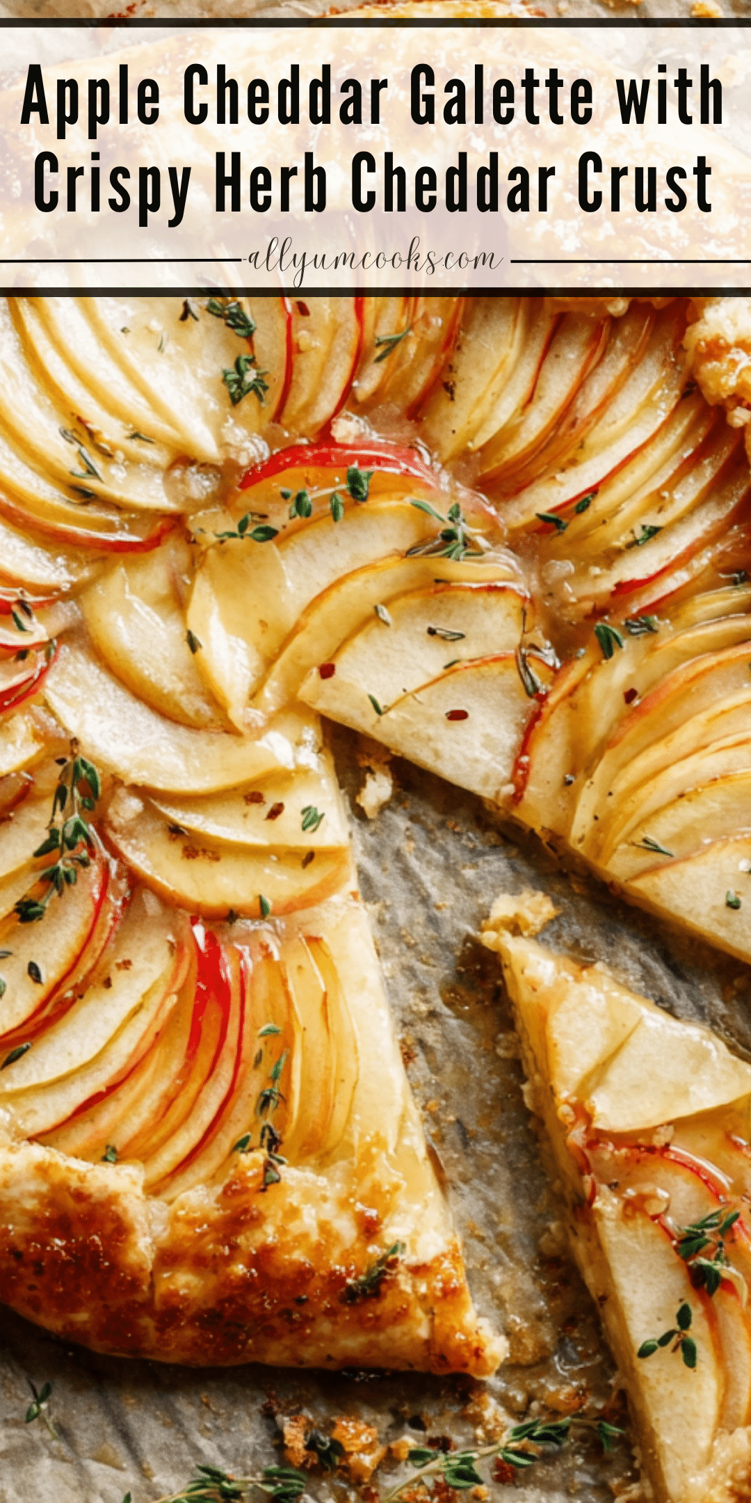 Apple Cheddar Galette with Crispy Herb Cheddar Crust | All Yum Cooks