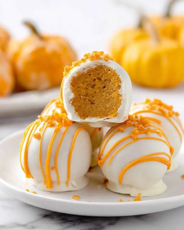 Creamy Pumpkin Cheesecake Balls with White Chocolate Coating Recipe