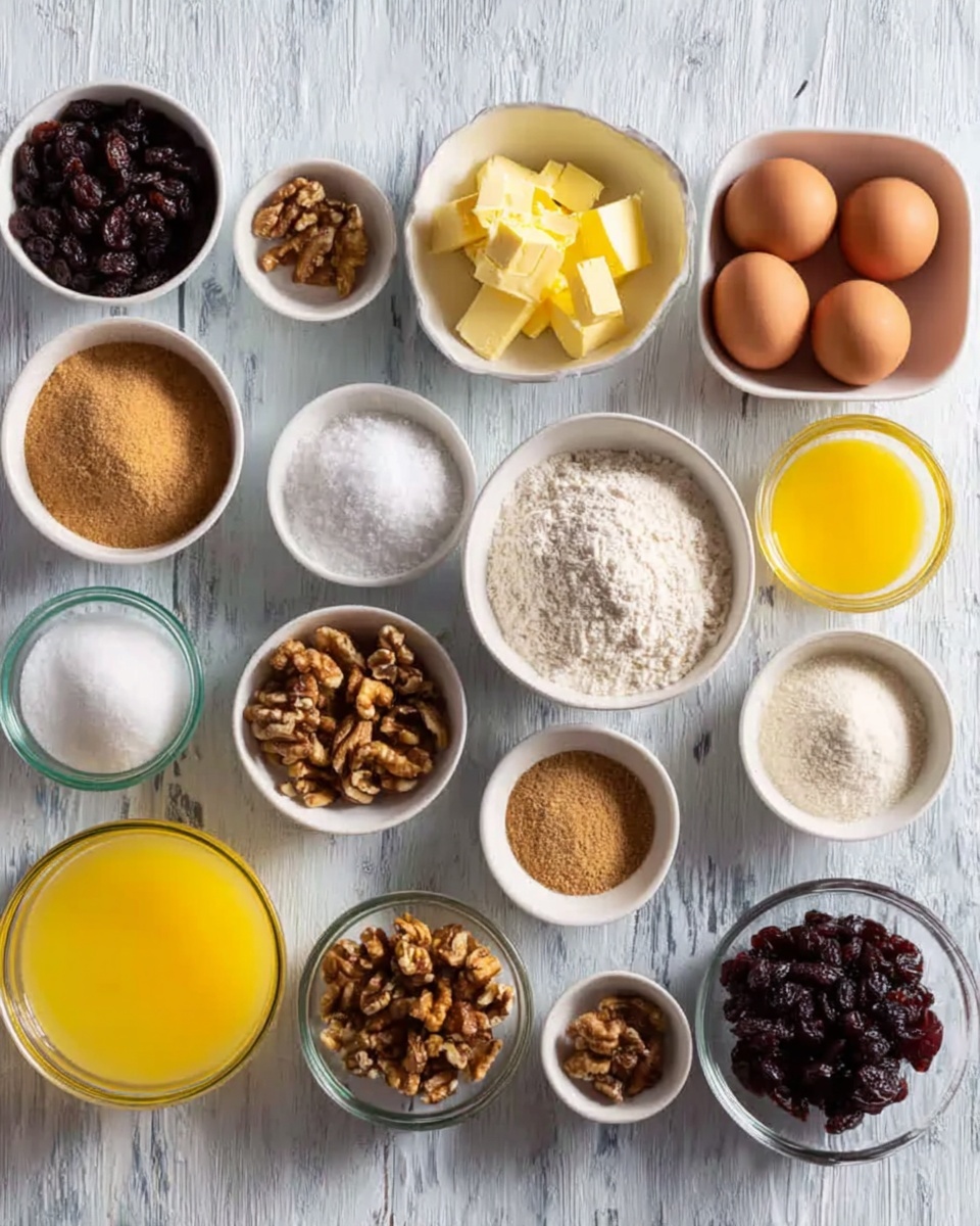 A clear glass mixing bowl on a white marbled surface holds a mixture of dry and wet ingredients. On one side, there is pale beige flour with small dark berries mixed in. The other side contains a chunky, golden-brown dough with visible pieces of chopped nuts and dried fruits like raisins, showing a rough texture. A white spatula with a light brown wooden handle is stirring the mixture from above. Photo taken with an iphone --ar 4:5 --v 7