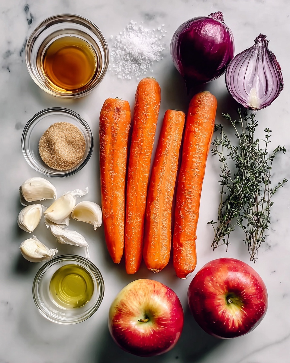 A white oval dish holds a neat row of ten whole roasted carrots laid side by side, showing a mix of colors including deep purple, orange, and pale yellow. The carrots have a slight shine and are speckled with black pepper. Each carrot still has a short green top, clustered at the top edge of the dish. The dish is set on a white marbled surface, and a white cloth is partially visible on the side. The overall look is clean and bright with a fresh, natural feel. photo taken with an iphone --ar 4:5 --v 7