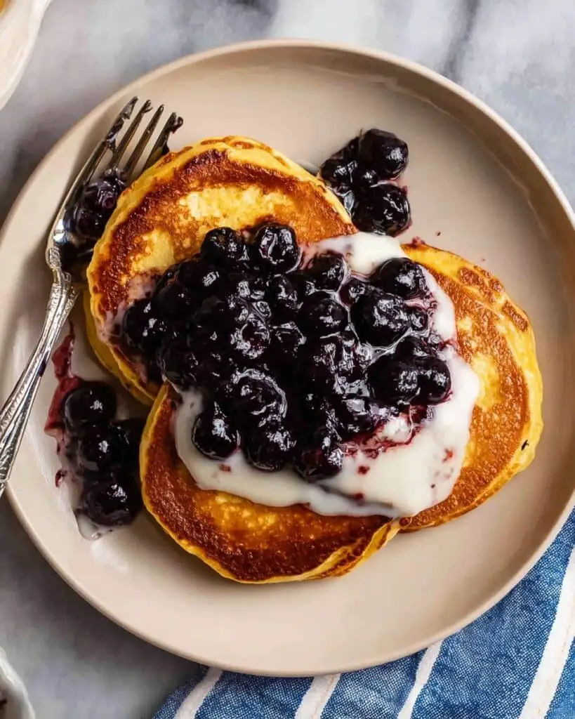 Cornmeal Pancakes with Blueberry Compote Recipe