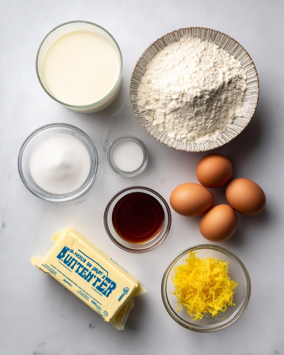 The image shows six baked golden brown cake-like rounds sitting inside a silver muffin tin with ribbed texture, each round with a slightly cracked and uneven top surface, some showing small holes or bubbles. The muffin tin rests on a cloth with blue and green floral patterns, all placed on a white marbled surface. The cakes have a soft, spongy texture with a light golden crust around the edges. photo taken with an iphone --ar 4:5 --v 7