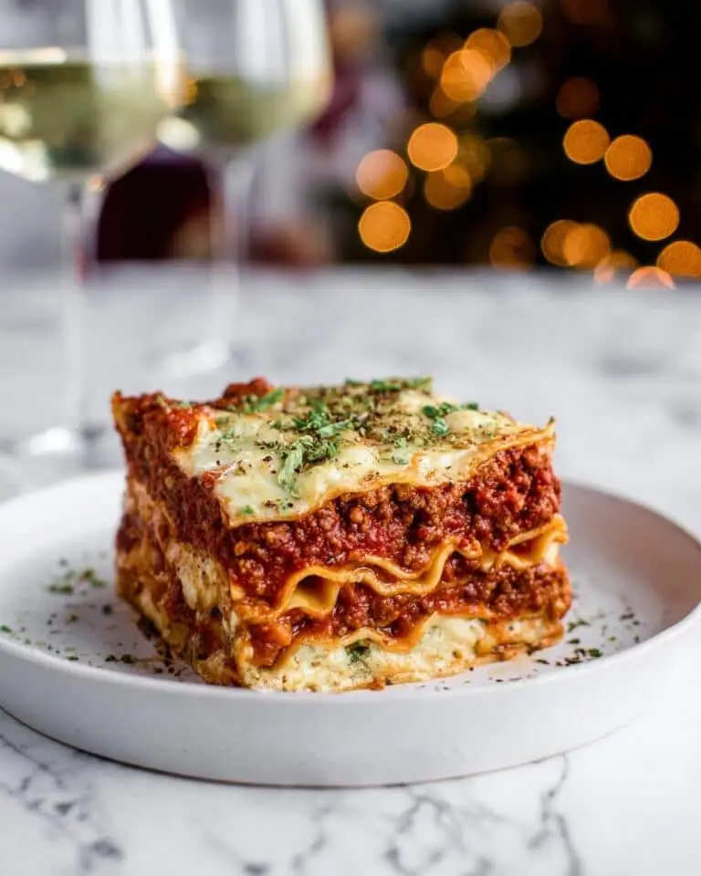 Festive Lasagna Bolognese with Basil Pesto Ricotta Recipe