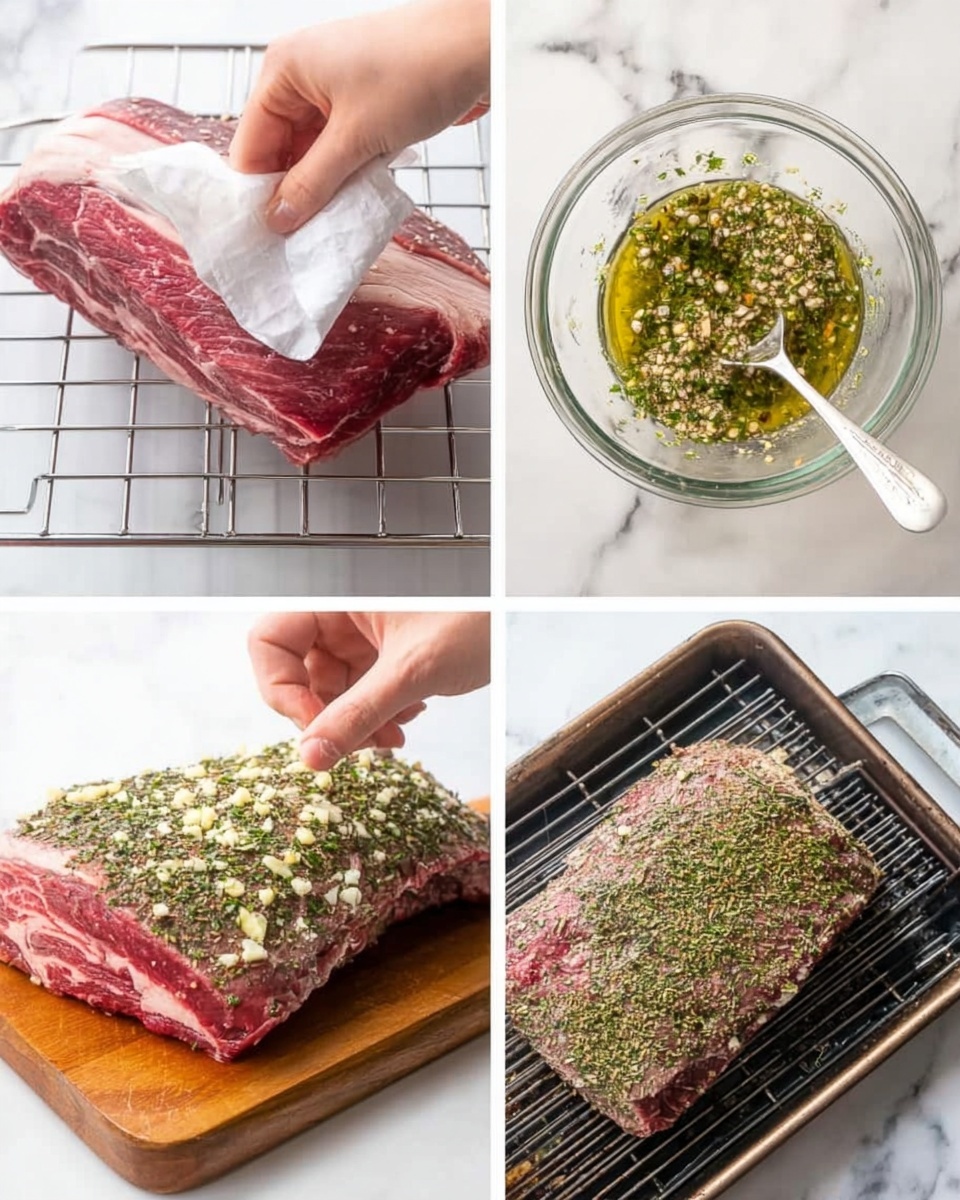A large raw piece of meat with ribs is placed on a wooden cutting board. The meat shows layers of red muscle with white fat marbled throughout. The ribs create a series of pale white curved lines along the top, with the rest of the meat attached beneath showing a rough texture. The background is white tiles and the surface beneath is a white marbled texture. photo taken with an iphone --ar 4:5 --v 7
