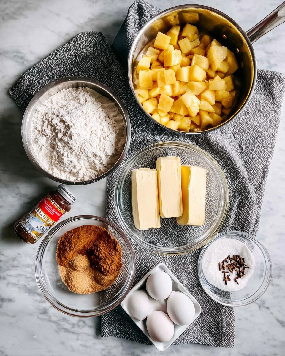 A clear glass rectangular baking dish filled with one smooth, thick layer of light brown batter with small white chunks spread evenly throughout. The batter surface has a few soft swirls and ridges, giving it a slightly textured look. The dish is placed on a white towel with a simple blue checkered pattern, which lies on a white marbled surface. photo taken with an iphone --ar 4:5 --v 7