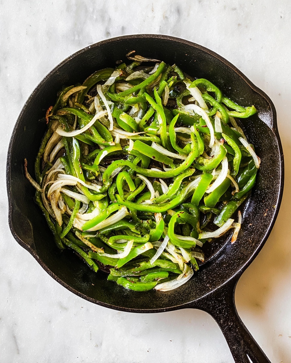 A black cast iron skillet with a rich red tomato sauce filled with visible chunks of green vegetables and small beans. Three whole raw eggs with bright orange yolks sit on top of the sauce, evenly spaced around the pan. The skillet is placed on a white marbled texture surface. photo taken with an iphone --ar 4:5 --v 7