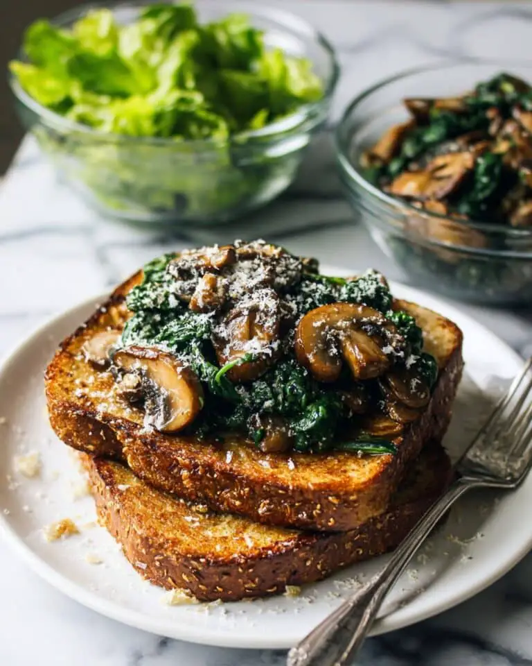 Savory French Toasts with Spinach and Mushrooms Recipe