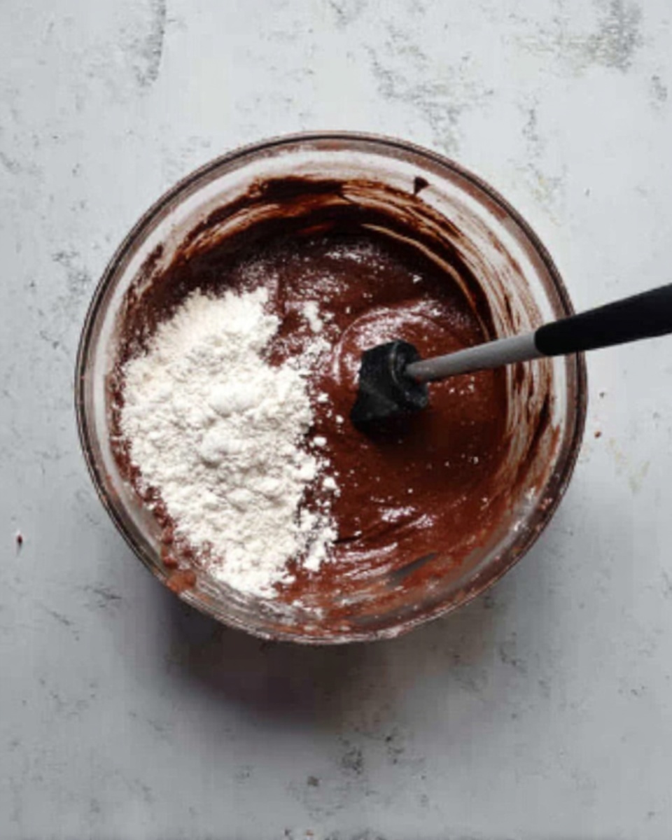 A single round chocolate cake with a smooth, cracked top layer sits on a beige textured mat. The cake is dark brown and looks dense, with crumbs scattered lightly around it. The background is a white marbled surface. Photo taken with an iphone --ar 4:5 --v 7