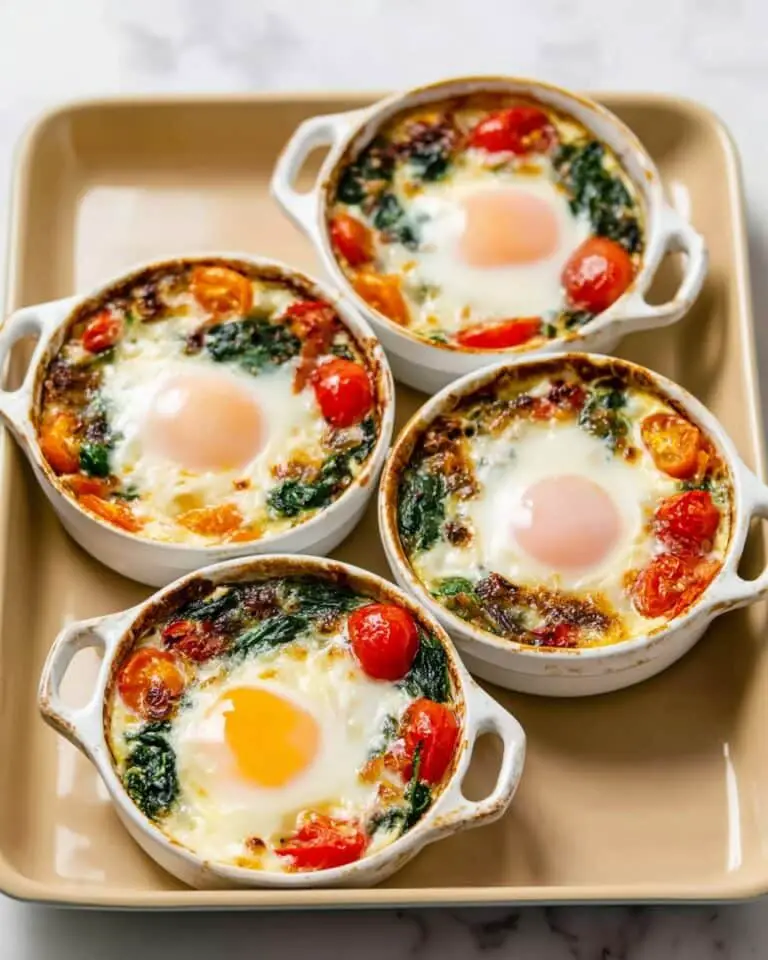 Baked Feta Eggs with Cherry Tomatoes and Spinach Recipe