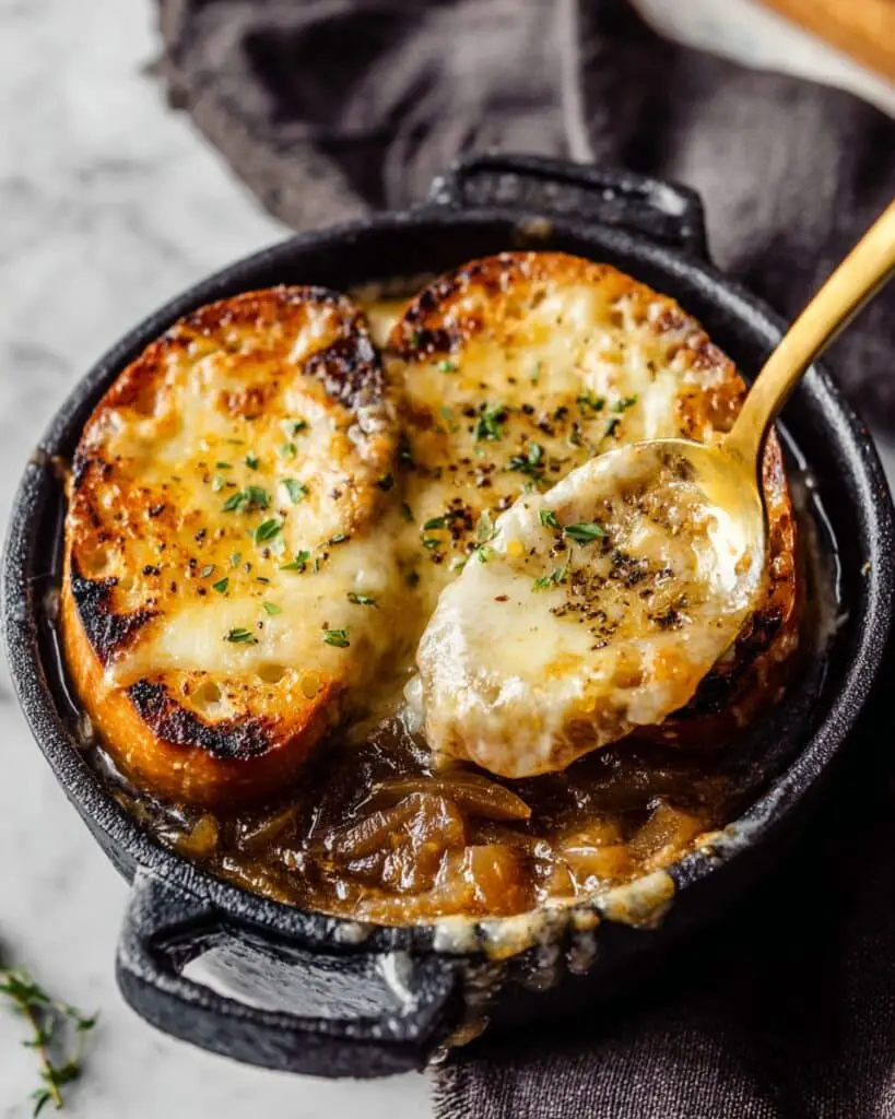 French Onion Soup with Gruyere Cheese Croutons Recipe