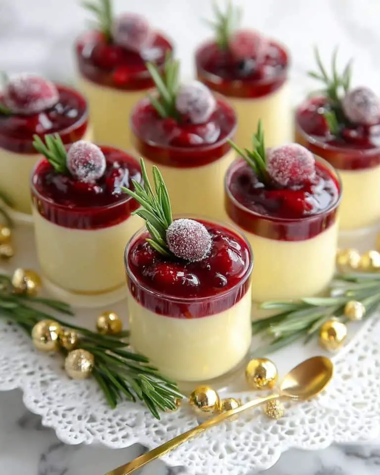 Eggnog Panna Cotta with Spiked Cranberry Sauce