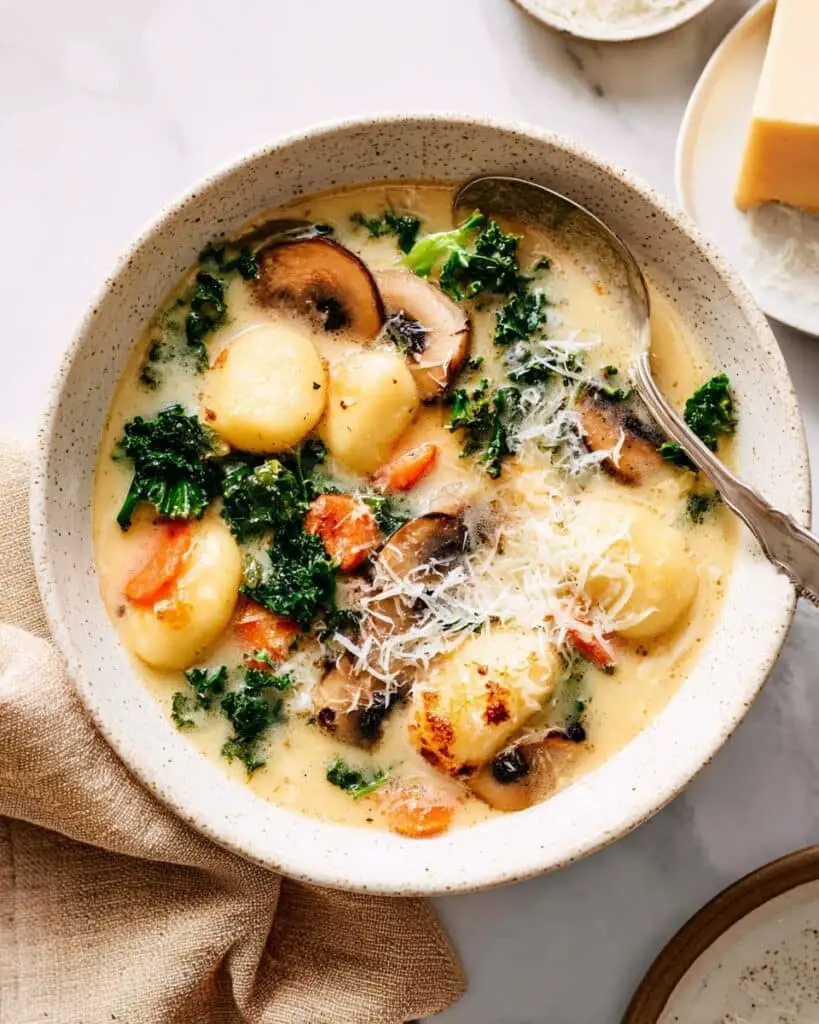 Gnocchi, Mushroom and Kale Soup