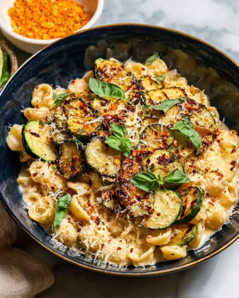 Caramelized Zucchini and Pasta with Chicken Sausage and Basil Recipe