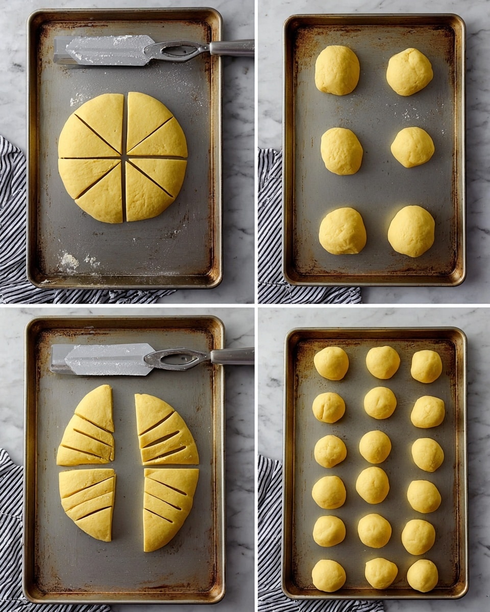 A small white bowl lined with crumpled light brown parchment paper holds a pile of round golden brown fried dough balls, nine of them visible, with one lighter-colored ball near the front. The dough balls have a textured surface with some darker specks. The bowl is placed on a dark wooden surface, and in the blurred background, there is a glass jar with a wooden lid and a red and black checkered cloth. The backdrop has a soft gray tone and the whole scene is softly lit. photo taken with an iphone --ar 4:5 --v 7
