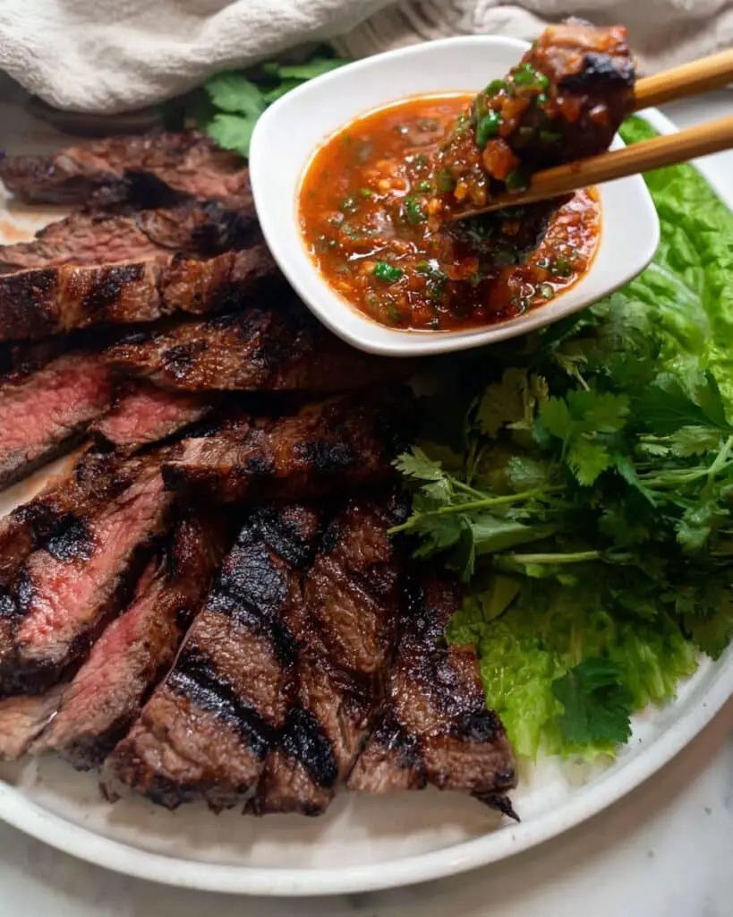 Crying Tiger Beef with the Best Nam Jim Jeaw Recipe