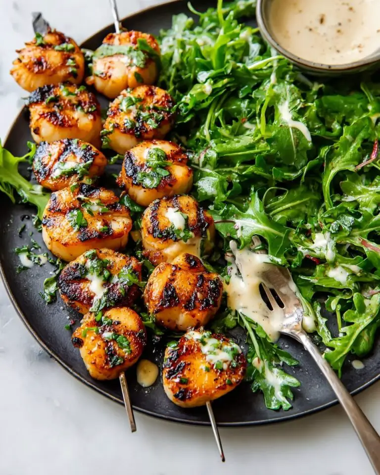 Grilled Scallops with Lemon Aioli and Arugula Recipe