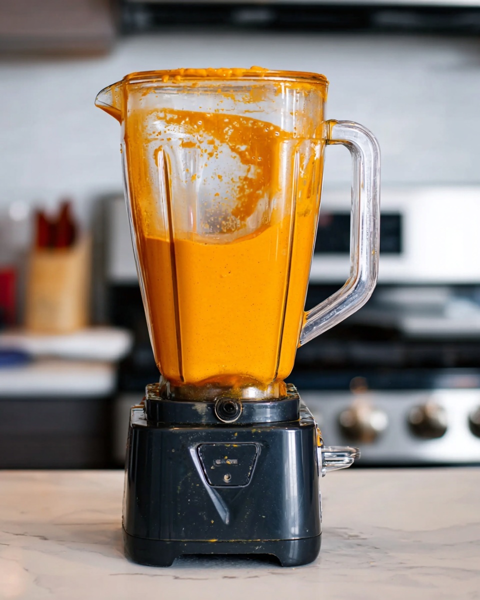 A bowl with a smooth bright orange creamy base, swirled with a circular pattern. On top, a pile of small chopped red pieces sits in the center, sprinkled with small black and white seeds. The bowl is white and sits on a white marbled surface. Near the bowl, there is a plate with large red roasted pepper pieces. photo taken with an iphone --ar 4:5 --v 7