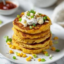 Creamed Corn Fritters with Feta Recipe