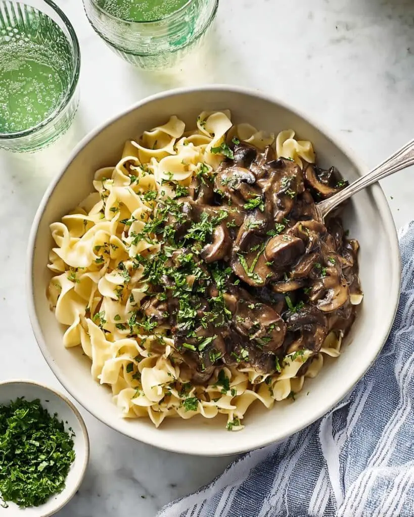 Creamy Beef Stroganoff with Mushrooms and Herbs Recipe