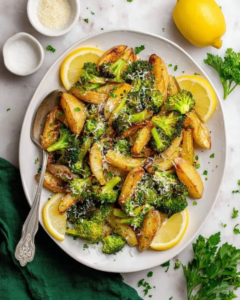 Roasted Potatoes and Broccoli with Parmesan and Lemon Recipe