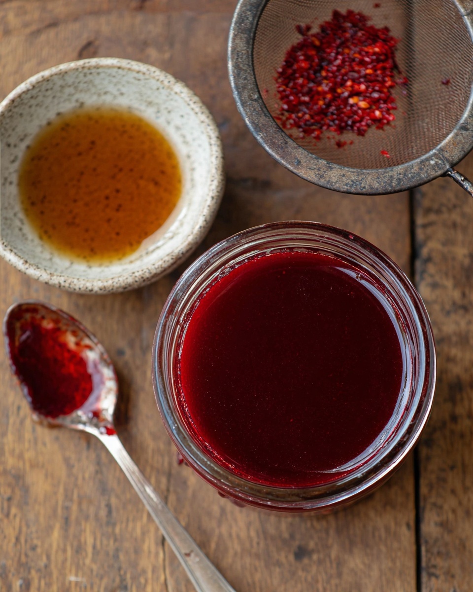 Apple Brie Salad with Raspberries and Pecans Recipe 4 A white bowl with a blue border is filled with dark green leaves that have a shiny texture, coated with a reddish-brown dressing. The leaves are layered loosely, showing their veins and some small stems, giving a fresh and slightly wet look. The bowl is placed on a white marbled texture. Photo taken with an iphone --ar 4:5 --v 7