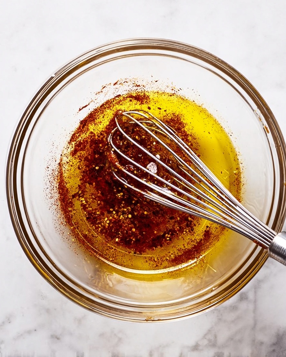 A white plate holds a fresh salad with two main layers: the bottom layer is made of green avocado slices arranged in a circular pattern around the plate edge, and the top layer has round orange melon balls piled neatly in the center. Bright green basil leaves are scattered evenly over the melon balls and avocado. The dish is lightly sprinkled with small red flakes and a glossy dressing that adds a slight shine to the ingredients. The plate is set on a white marbled surface, with small bowls partially visible at the edges. photo taken with an iphone --ar 4:5 --v 7