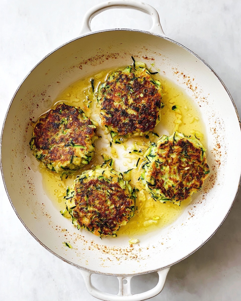A stack of five golden-brown fritters with visible green herbs and small flecks of dark and light textures sit on a white plate. The fritters have a crispy outside and are thick and round, each one layered neatly on top of the other. On top of the stack, there is a dollop of white creamy sauce sprinkled with chopped green chives and cracked black pepper. A white fork rests on the plate near the base of the stack. The plate sits on a white marbled surface with scattered chive pieces around. In the background, a glass jar with extra white sauce is slightly out of focus. photo taken with an iphone --ar 4:5 --v 7