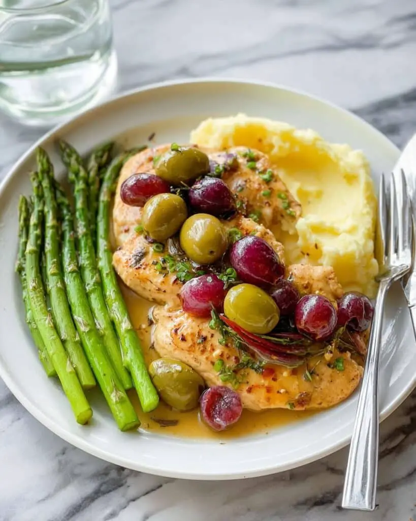 Skillet Chicken with California Grapes and Olives Recipe