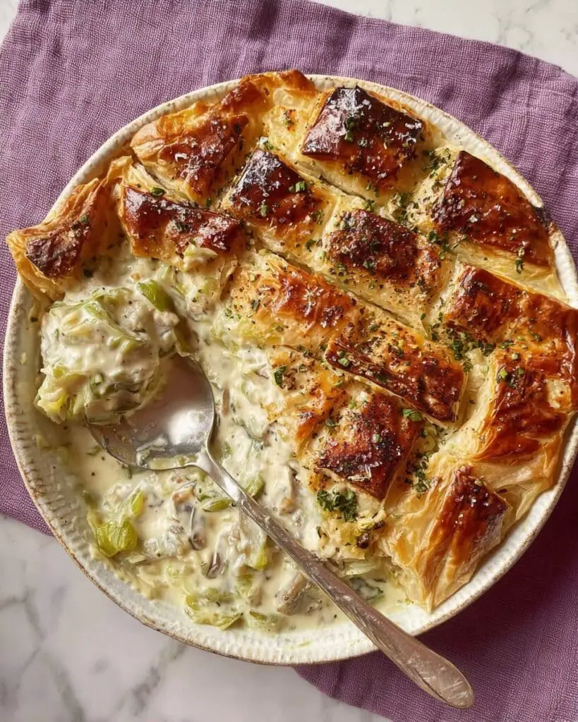 Creamy Chicken Pie with Mushrooms & Leeks Recipe