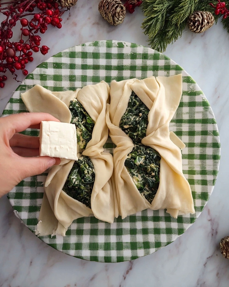 The image shows three uncooked bow-shaped pastries placed on a tan parchment paper on a white marbled surface. Each pastry has one layer of pale yellow dough wrapped around a filled center, with the dough pinched in the middle and secured with a strip of the same dough, creating a bow effect. The outer dough surface is smooth with some wrinkles near the pinched center. A woman's hand is brushing the middle pastry with a golden-yellow liquid using a natural bristle brush, adding a shiny, wet texture to the dough. Photo taken with an iphone --ar 4:5 --v 7