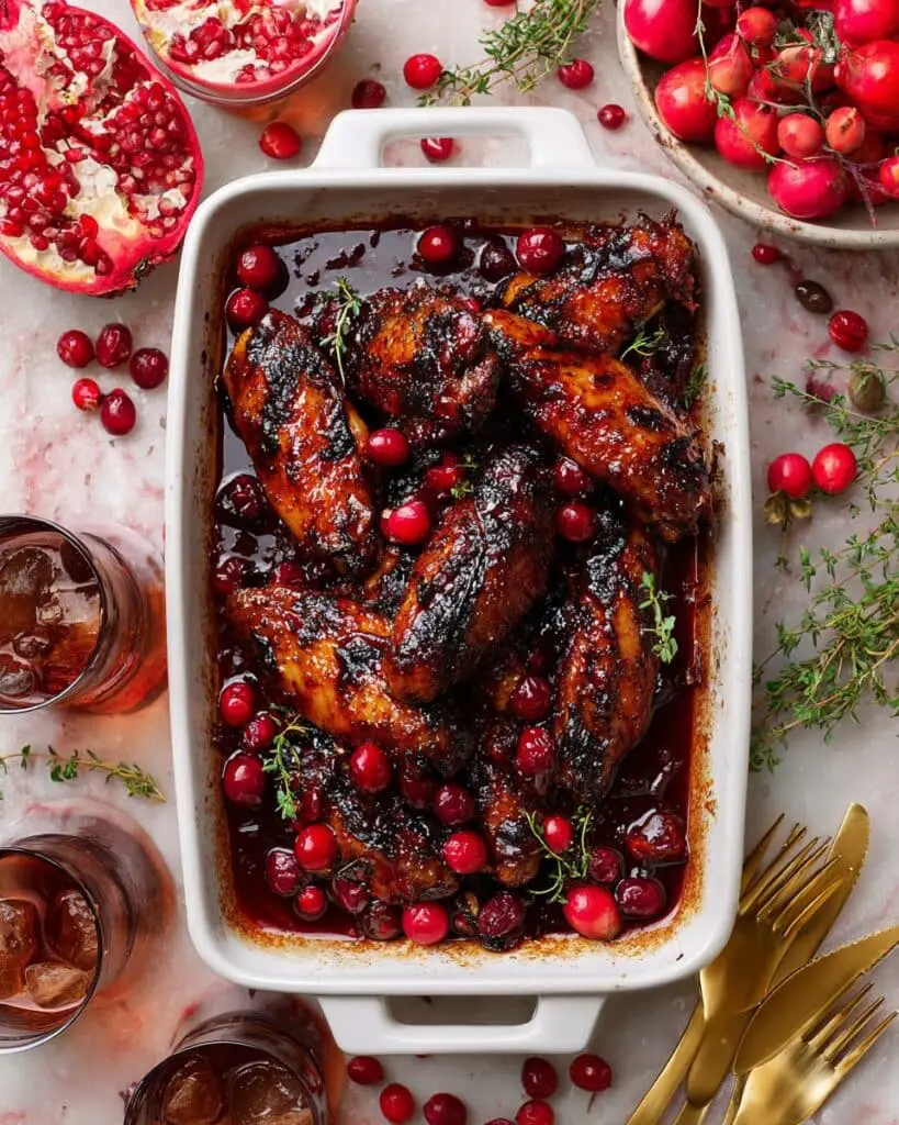 Baked Cranberry Pomegranate Turkey Wings Recipe