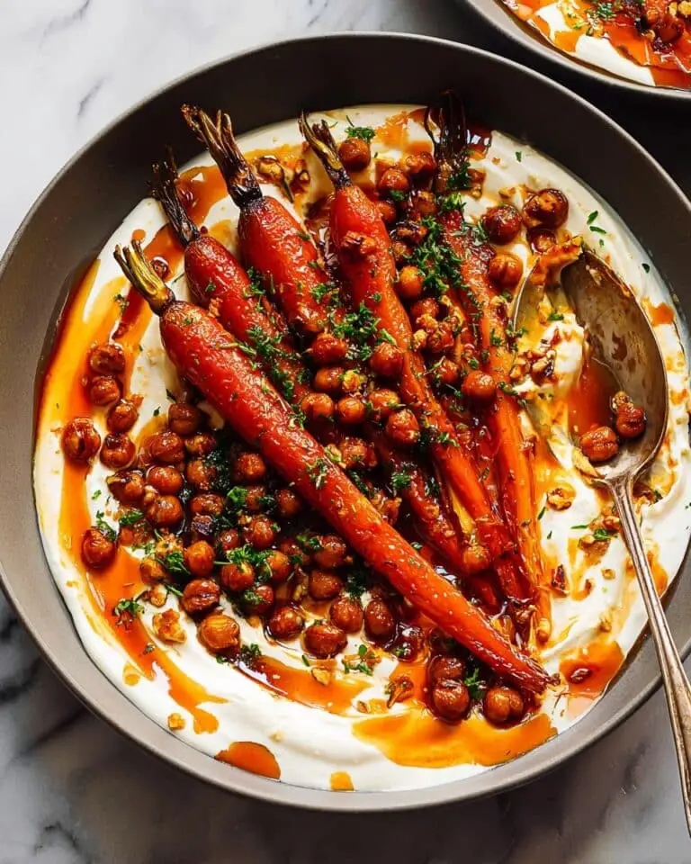 Spicy Maple Roast Carrots with Crispy Chickpeas and Yogurt Sauce Recipe
