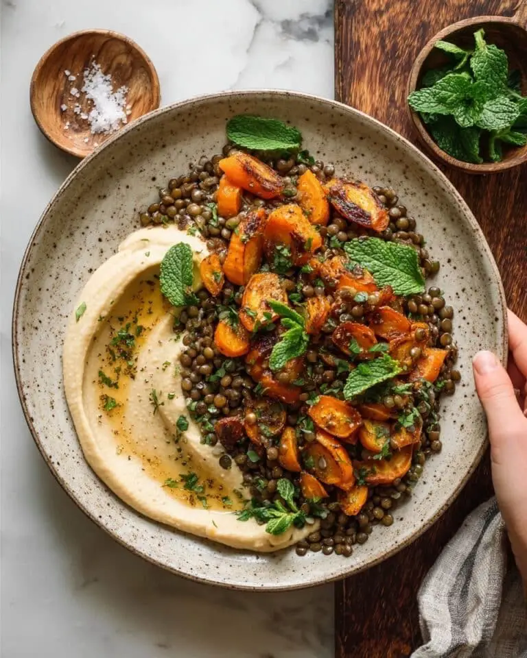 Roasted Carrot and Lentil Salad with Hummus Recipe