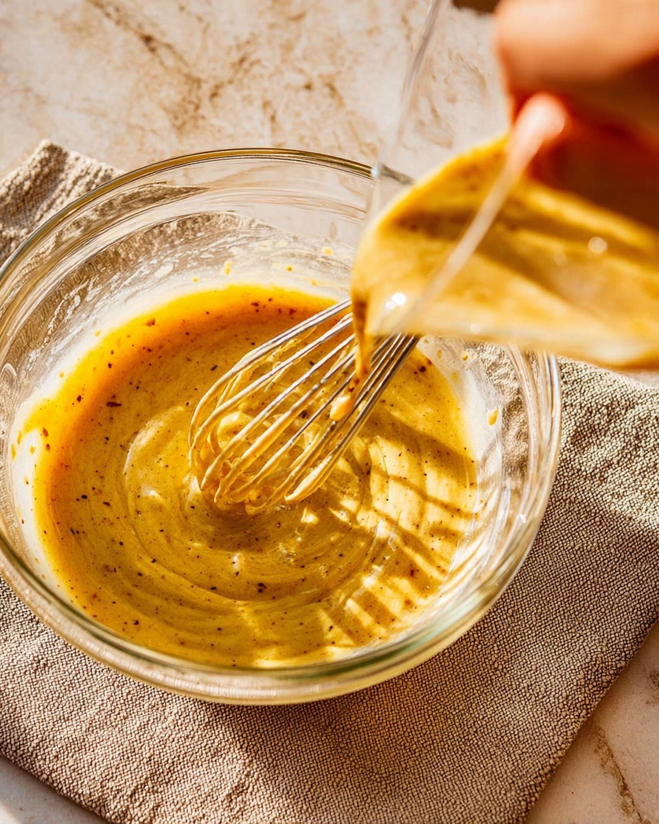 A white bowl filled with a Caesar salad showing two layers: the bottom layer is a mix of dark purple and bright green romaine lettuce leaves with a crisp texture, the top layer has golden brown croutons scattered evenly over the lettuce. Creamy Caesar dressing is drizzled over the salad, visible as a light tan sauce coating parts of the lettuce and croutons. Two silver forks appear on the right side of the bowl, resting inside it. The bowl sits on a white marbled surface with a hint of a burnt orange cloth at the bottom left corner. Photo taken with an iphone --ar 4:5 --v 7