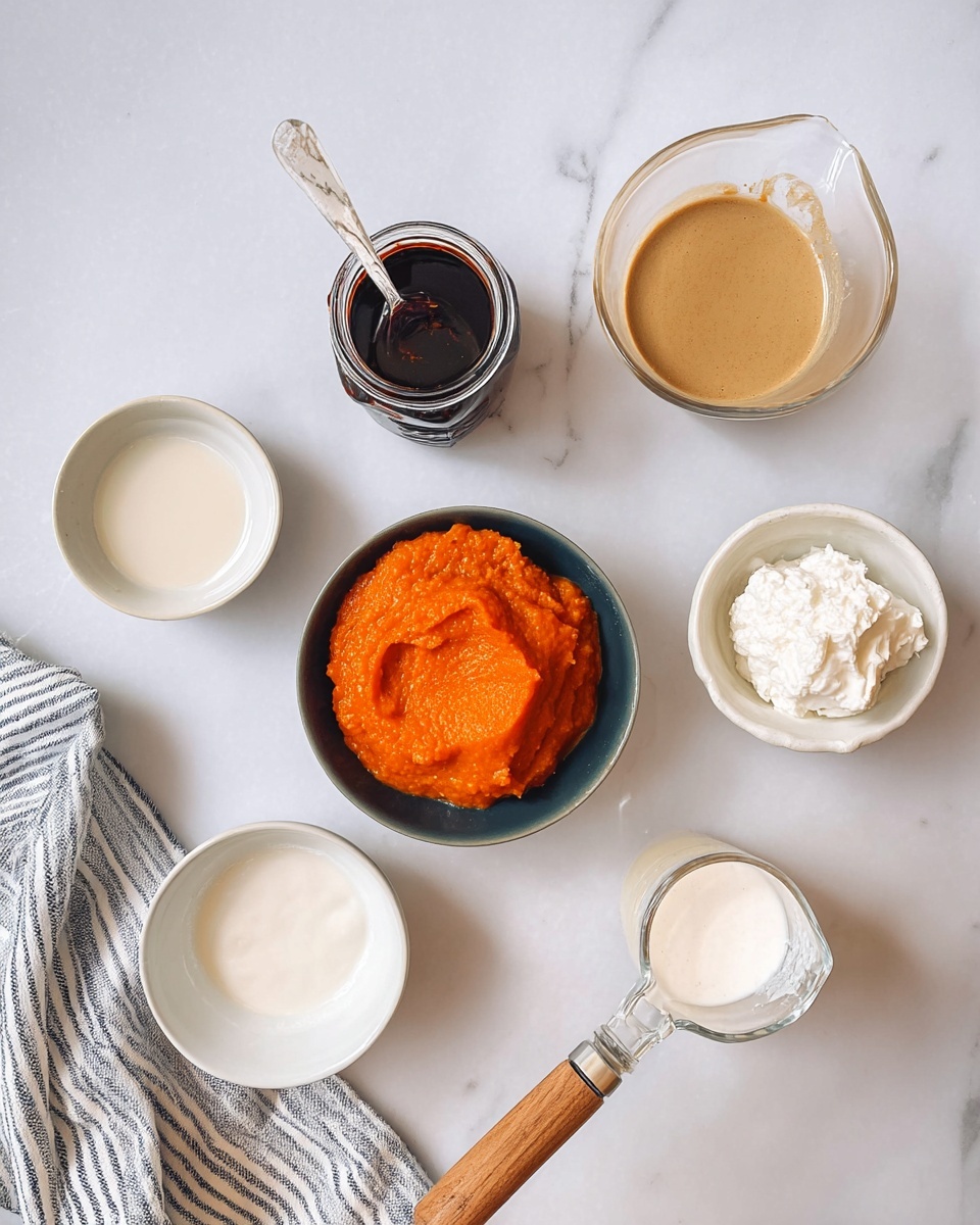 The image shows a tall wavy glass filled with a creamy light brown iced coffee drink, topped with a thick layer of frothy foam that almost reaches the scalloped rim. Small ice cubes are visible inside the drink. The glass has a clear straw sticking out from the foam. It sits on a textured white stone tray with a scalloped edge sprinkled lightly with cinnamon or cocoa powder. The background is a soft unfocused white marbled texture. Another similar iced coffee glass is slightly blurred in the background. photo taken with an iphone --ar 4:5 --v 7