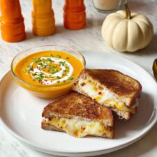 Creamy Tomato Soup with Golden Grilled Cheese Sandwiches Recipe